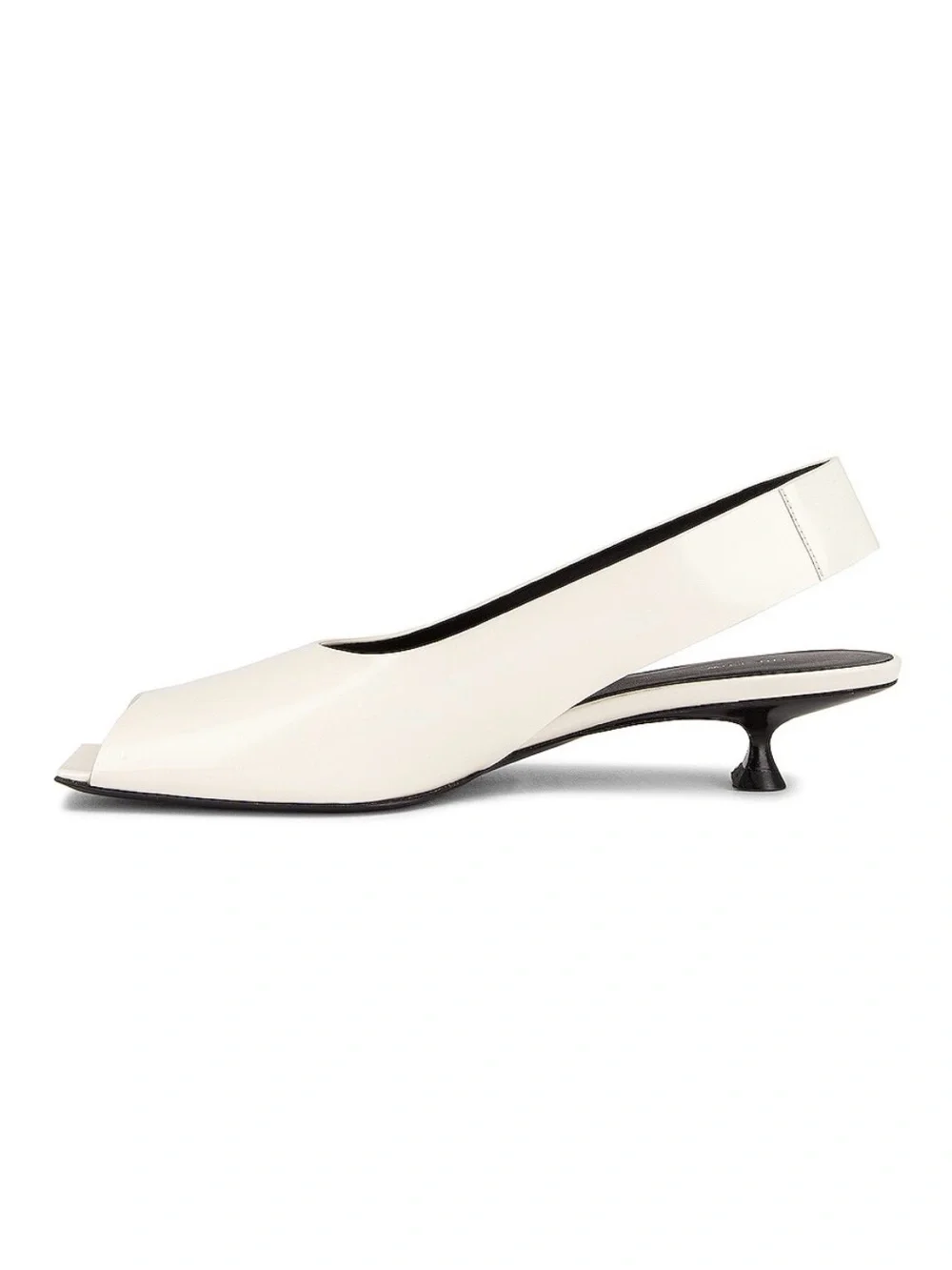 The Row Cream Peep-Toe Slingback Kitten Heel